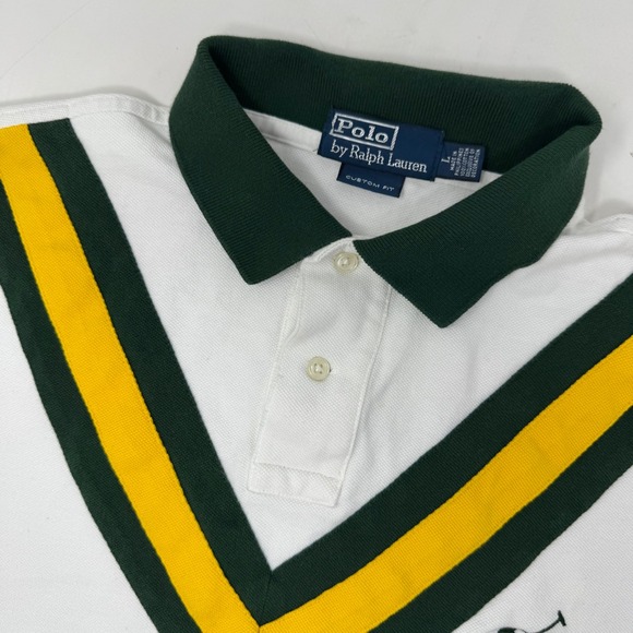 Polo Ralph Lauren Other - Polo Ralph Lauren Custom Fit Polo Shirt Tennis Green Yellow Stripe Mens Large